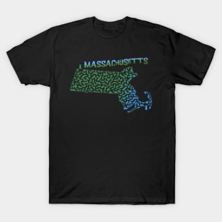 Massachusetts State Outline Maze & Labyrinth T-Shirt